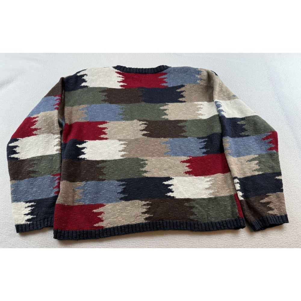 Vintage Christopher Banks Cardigan Sweater Colorful Patchwork Design Size M - Picture 10 of 10